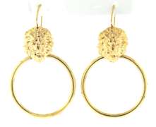 Gorgeous Yellow Gold Lion Hoop Earrings