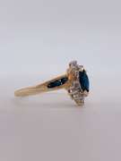 14kt Gold, Blue Sapphire, & Diamond Cocktail Ring