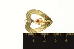 14K Yellow Gold Retro Pleated Heart Christmas Tree Charm/Pendant