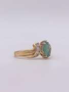18kt Yellow Gold, Emerald, & Diamond Cocktail Ring