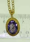 Sterling Silver Gold Plated Amethyst Color Pendant With Chain