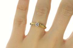 14K Yellow Gold 0.56 Ctw Diamond Engagement Wavy Classic Ring