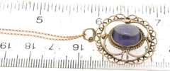 Wonderful Yellow Gold Vintage Amethyst Cab Pendant on Chain