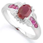 STERLING SILVER OVAL CUT 5X7MM ENHANCED RUBY RING