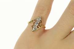 14K Yellow Gold 1930's Diamond Ornate Engagement Bypass Ring