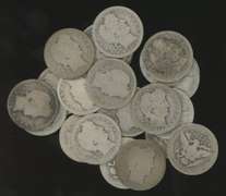 25 assorted Barber Quarters in lower end circs