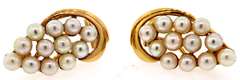 Lovely Pearl Cluster 14kt Earrings
