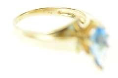 10K Yellow Gold Marquise Blue Topaz Ornate Statement Ring