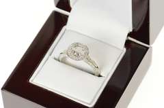 14K White Gold Diamond Halo 5.25mm Engagement Setting Ring