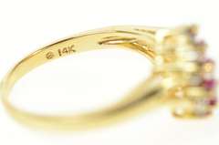 14K Yellow Gold Marquise Ruby Diamond Fanned Cluster Ring