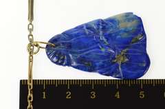 Gold Filled Carved Lapis Lazuli Two Tone Chain Necklace