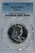 Superb Gem PRF 1956 Ty 2 Franklin Half Dollar. PCGS MS67