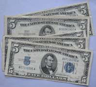 2 Each  1934  D  1953 1953A Series $5 Silver Certificates.