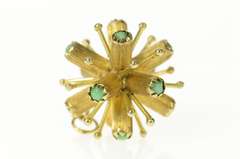 14K Yellow Gold 1960's Turquoise Pom Pom Geometric Ball Charm/Pendant