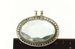 Sterling Silver Ornate Massive Sim. Aquamarine Statement Pendant