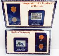6 US History Stamp & Coin Collector Panels