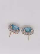 10kt Gold Blue Topaz & Diamond Earrings