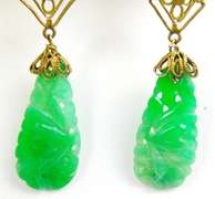 Antique Carved & Pierced Jade Earrings