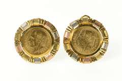 14K Yellow Gold 1945 Dos y Medio 2.50 Pesos Coin French Clip Earrings