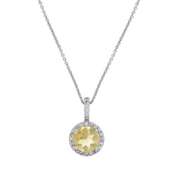 Sterling Silver 1.85ct. TGW Citrine & CZ Round Pendant