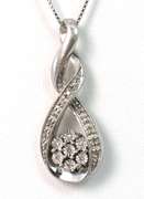 Classy Twisted Diamond Chip Necklace in Sterling Silver