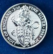2016 Great Britain 2 OZ  Fine Silver Queens Beast The Lion Of England