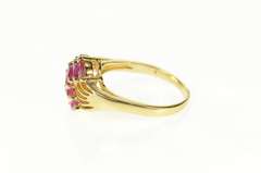 14K Yellow Gold Marquise Ruby Diamond Fanned Cluster Ring
