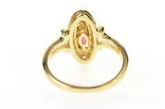 14K Yellow Gold Marquise Ruby Diamond Oval Halo Ring