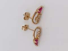 14kt Solid Gold Ruby & Diamond Earrings