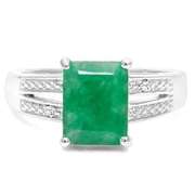 STERLING SILVER 3.60 CT ENHANCED EMERALD & RING