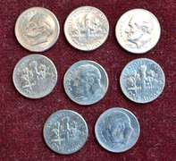 Group Lot of No Collar 2020 Dimes, 8 Total