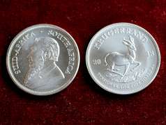 2018 and 2019 Silver 1oz Krugerrands, BU