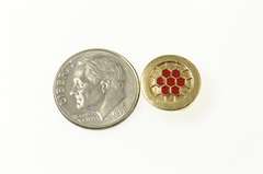 10K Yellow Gold Red Enamel Honeycomb Slide Bracelet Charm/Pendant