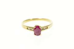 14K Yellow Gold Oval Ruby Diamond Accent Engagement Ring