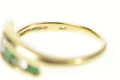 14K Yellow Gold Graduated Emerald CZ Bypass Statement Ring