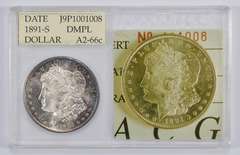 A2-66c 1891-S Morgan Silver Dollar - Graded by ACG