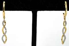 Classy Twisted Diamond Dangle Earrings in Yellow Gold