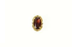 14K Yellow Gold Oval Victorian Garnet Slide Bracelet Charm/Pendant