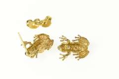 14K Yellow Gold 3D Tropical Poison Dart Frog Stud Earrings