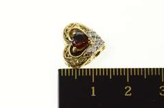 14K Yellow Gold Heart Garnet Diamond Slide Bracelet Charm/Pendant