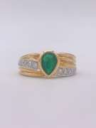18kt Yellow Gold, Emerald, & Diamond Cocktail Ring