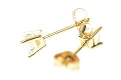 14K Yellow Gold 0.40 Ctw Princess Diamond Solitaire Stud Earrings