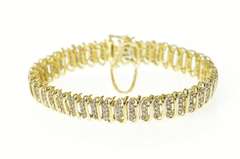 14K Yellow Gold 4.40 Ctw Diamond Bar Curvy Link Tennis Bracelet