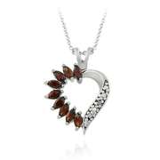 Sterling Silver Garnet and Diamond Accent Heart Pendant