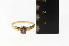 10K Yellow Gold Three Stone Almandine Garnet Diamond Ring