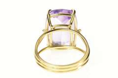 14K Yellow Gold 10.63 Ct Amethyst Solitaire Cocktail Statement Ring