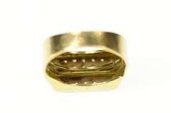 14K Yellow Gold Rounded Tiered Pave Bar Diamond Squared Ring