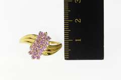 10K Yellow Gold Pink Topaz Wavy Cluster Statement Bypass Ring