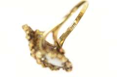 10K Yellow Gold Retro Natural Opal Ornate Statement Bypass Ring