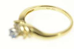 10K Yellow Gold Blue Topaz Diamond Accent Classic Statement Ring